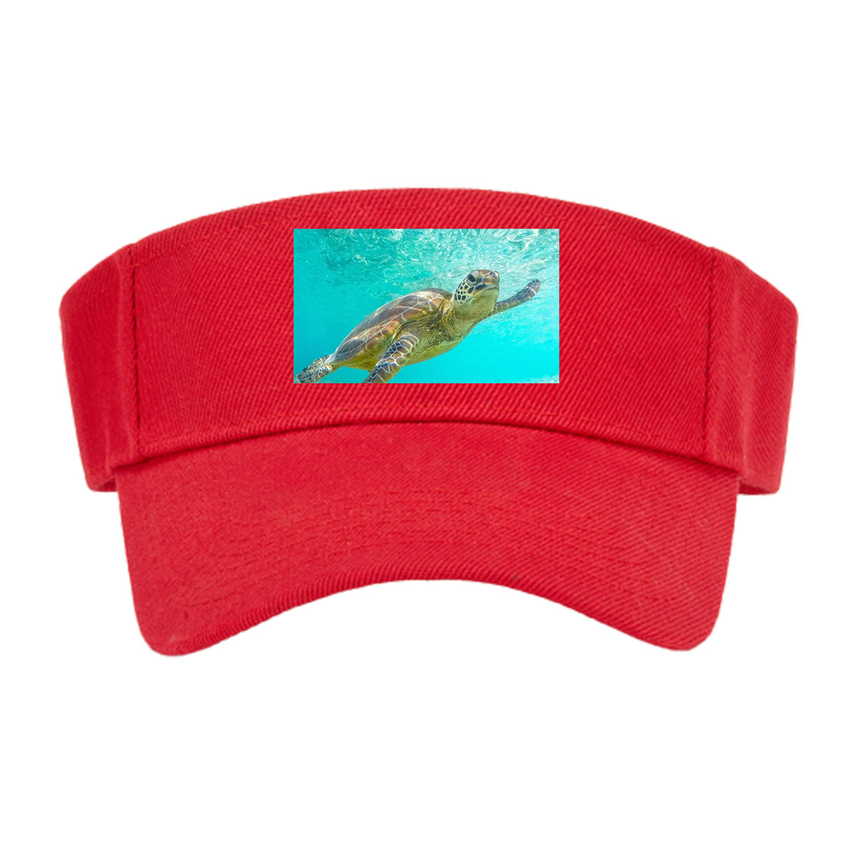 Sea Turtle Swimming in Crystal Clear Waters -  Visor cap