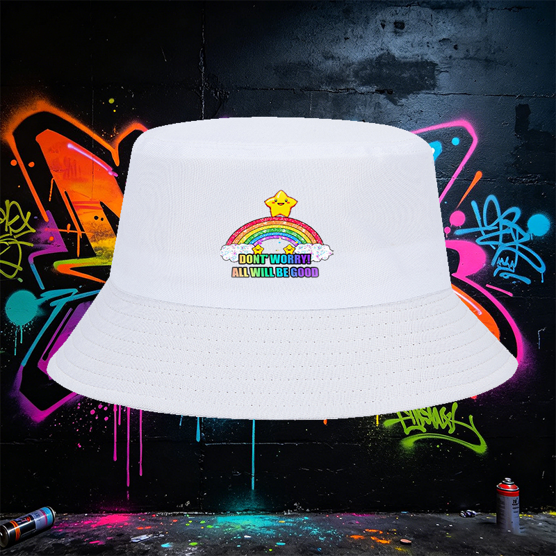 Unisex Bucket Hat with Rainbow Star Print 