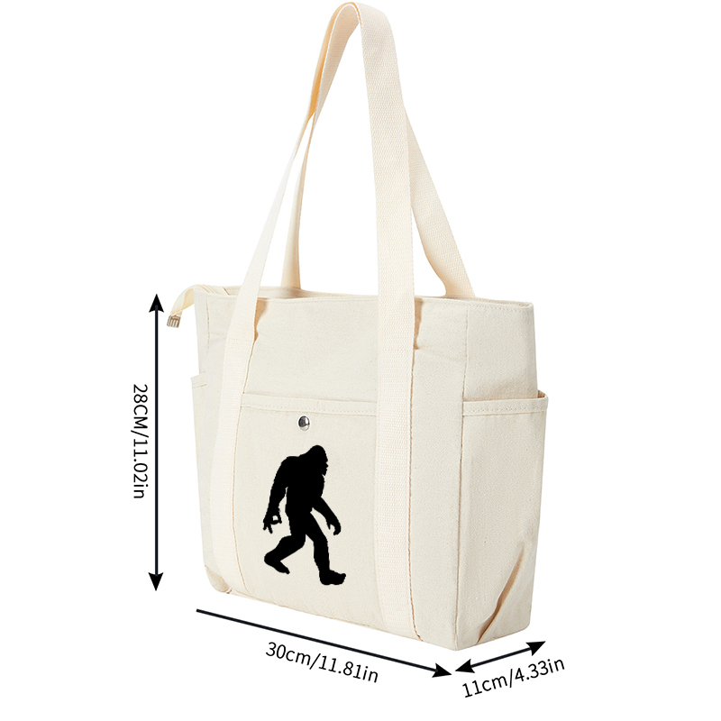 Multi Pocket Bag Beige with Bigfoot Silhouette Print - Lightweight Organizing Backpack for Outdoor Adventures, Hiking, Camping, and Travel - Ideal for Nature Enthusiasts and Outdoor Explorers