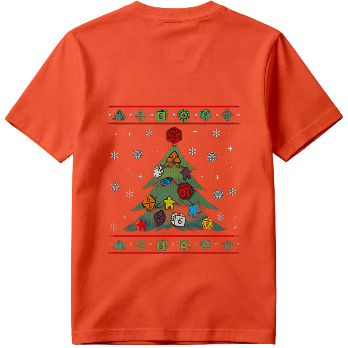 D&D Christmas Tree with Polyhedral Dice Decorations - Tee