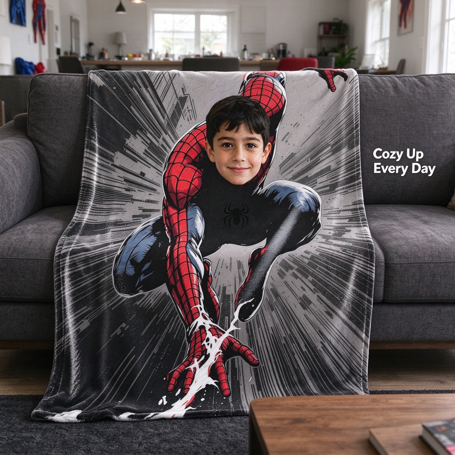 Custom Face Superhero Blanket Soft Flannel Fleece Throw with Photo Ideal Personalized Gift