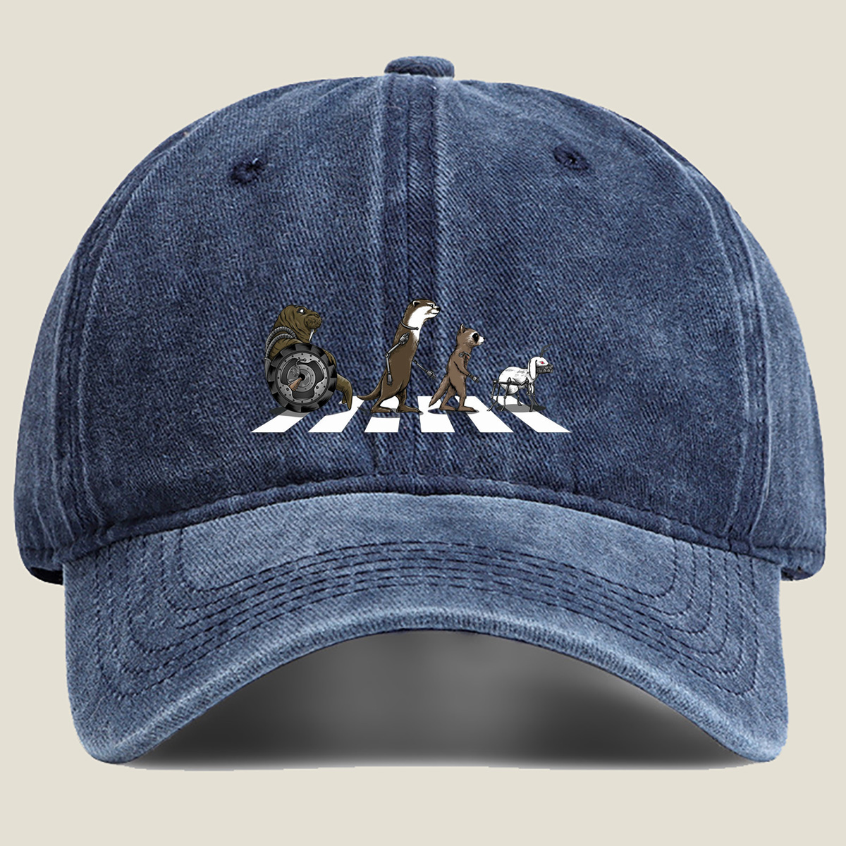 The Batch89: Otter, Weasel, and Rabbit Crossing - Washed Denim - Baseball Cap