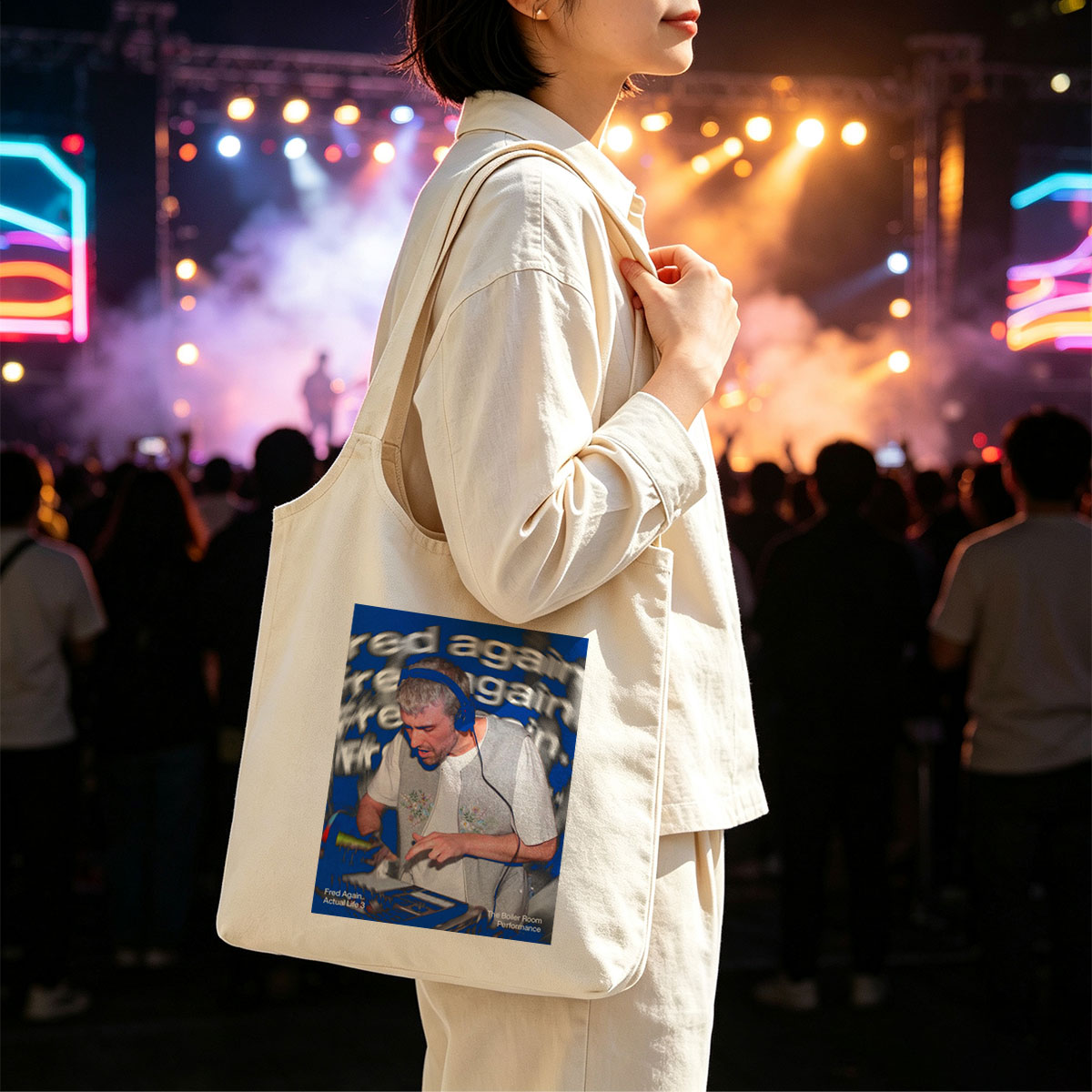 Fred Again.. Live Performance at The Boiler Room DJ Set - Canvas shoulder bags/