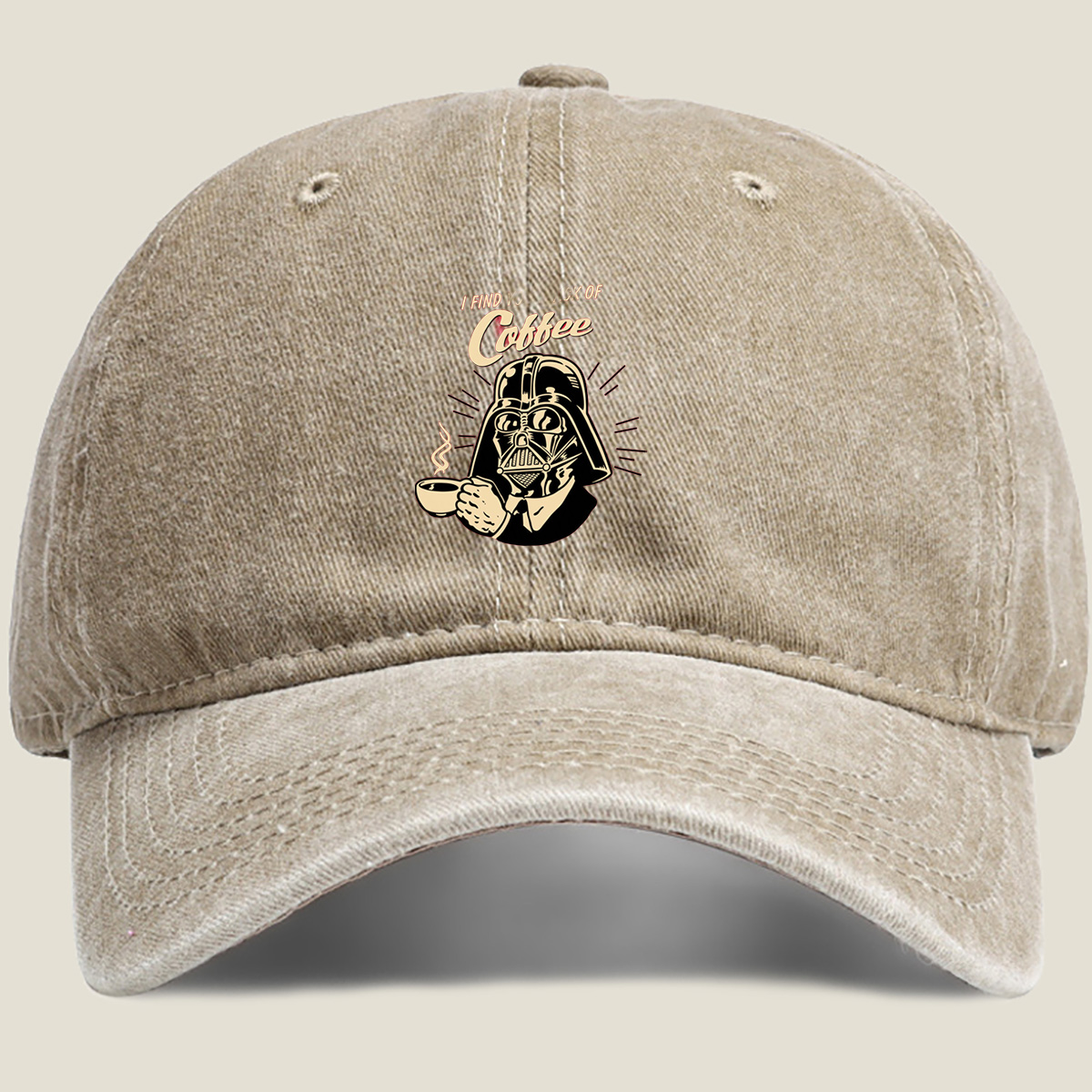 Darth Vader Coffee T-Shirt Design - Washed Denim - Baseball Cap