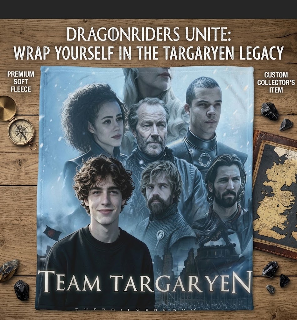 Custom Face Blanket Game of Thrones Team Targaryen Flannel Blanket Perfect for Fans of Daenerys Targaryen and House Targaryen Ideal Gift for TV Show Enthusiasts and Collectors