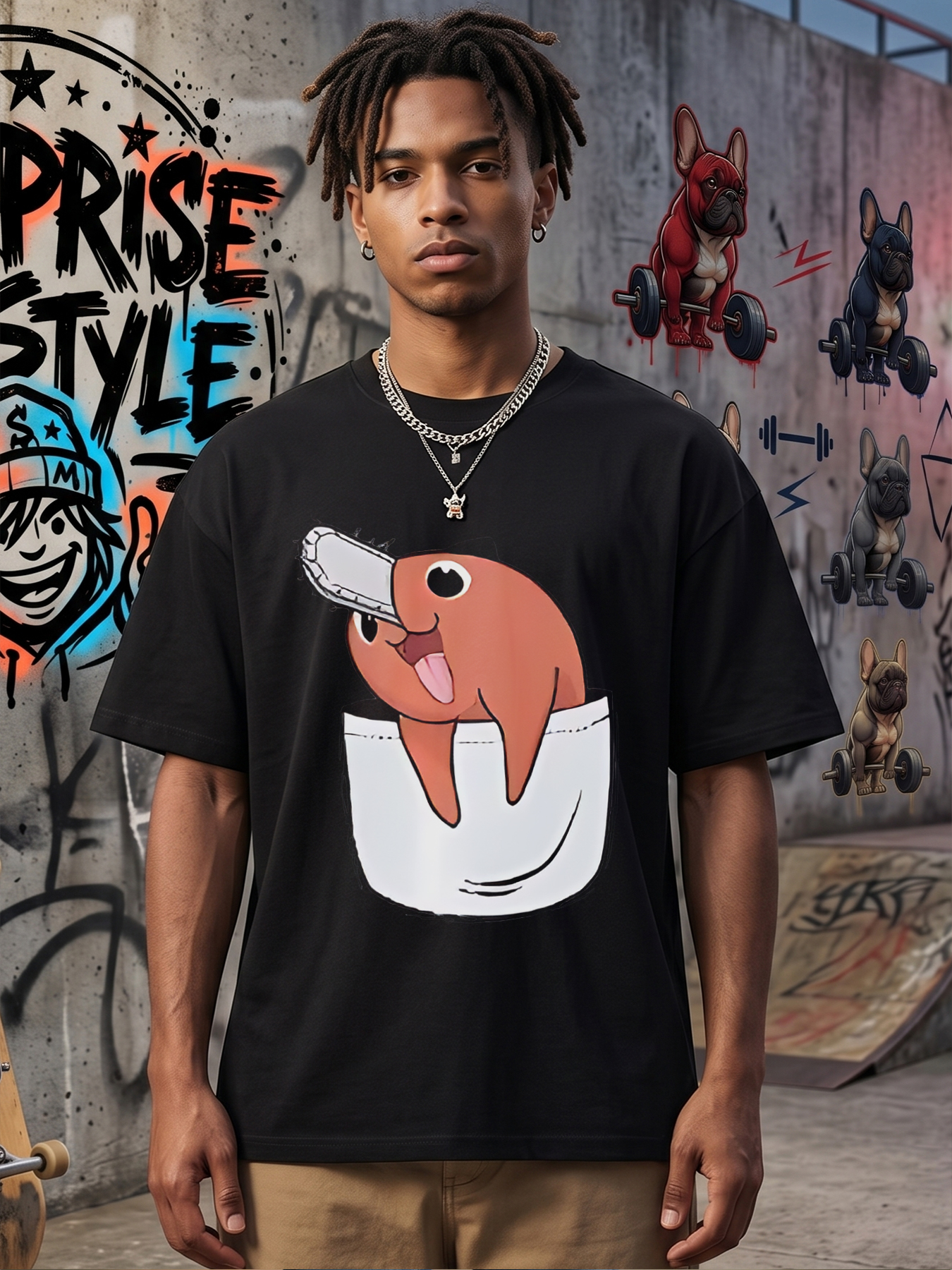 Men's Printed T-Shirt Featuring Cute Cartoon Octopus in Pocket Design, Casual Round Neck Lightweight Breathable Summer Short Sleeve Tee for Daily Wear, Outdoor Activities, and Fun Outings, Ideal for Young Adults and Trendy Men