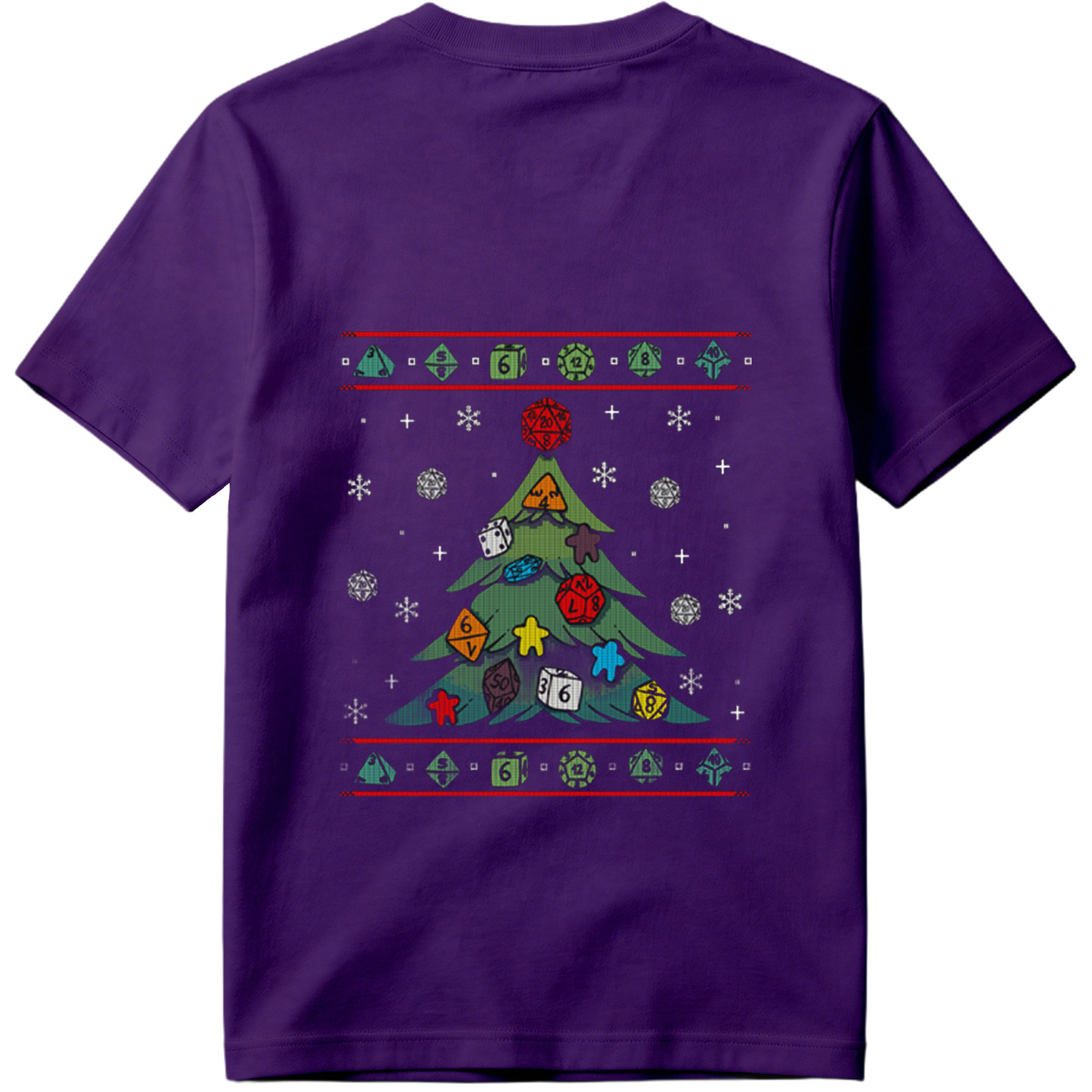 D&D Christmas Tree with Polyhedral Dice Decorations - Tee