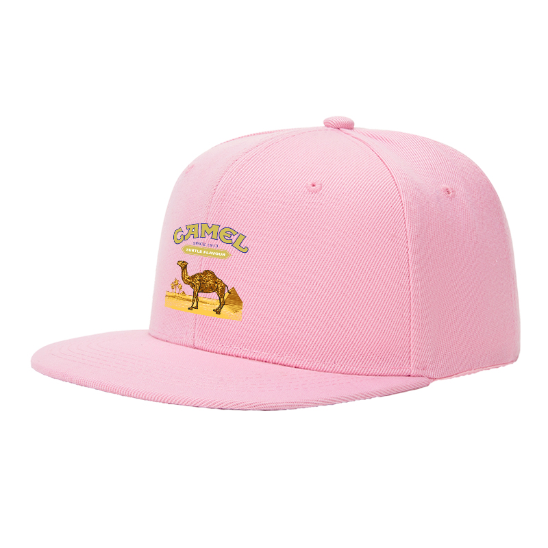 Flat Brim Baseball Cap Camel Desert Scene Print Streetwear Underground Skate Style for Basketball Court Skate Park Urban Lifestyle Hip Hop Artists and Streetwear Enthusiasts