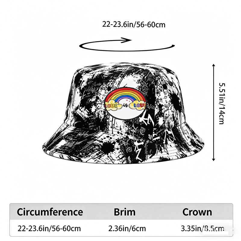 Unisex Classic Graffiti Bucket Hat with Rainbow Love is Love Print | Lightweight Sun Protection Hat for Outdoor Activities, Beach, Casual Wear | Perfect for Adults Seeking Comfort and Style