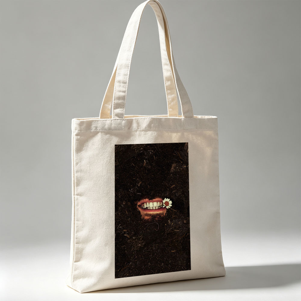 The Weeknd in Dark Soil with a Flower in His Mouth - Canvas tote bags