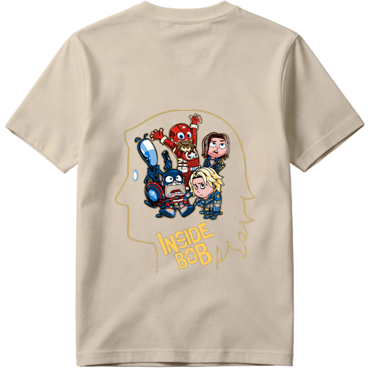 Inside Bob: Captain America, Black Widow, and Thor in Chibi Style - Tee