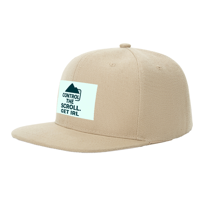 Flat Brim Baseball Cap Control The Scroll Get IRL Mountain Logo Streetwear Underground Skate Style for Basketball Court Skate Park Urban Lifestyle Skaters Rappers Streetwear Enthusiasts