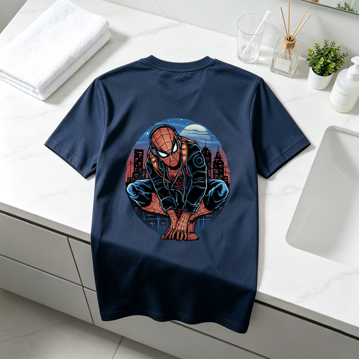 Spider-Man in Urban Night Scene - Tee