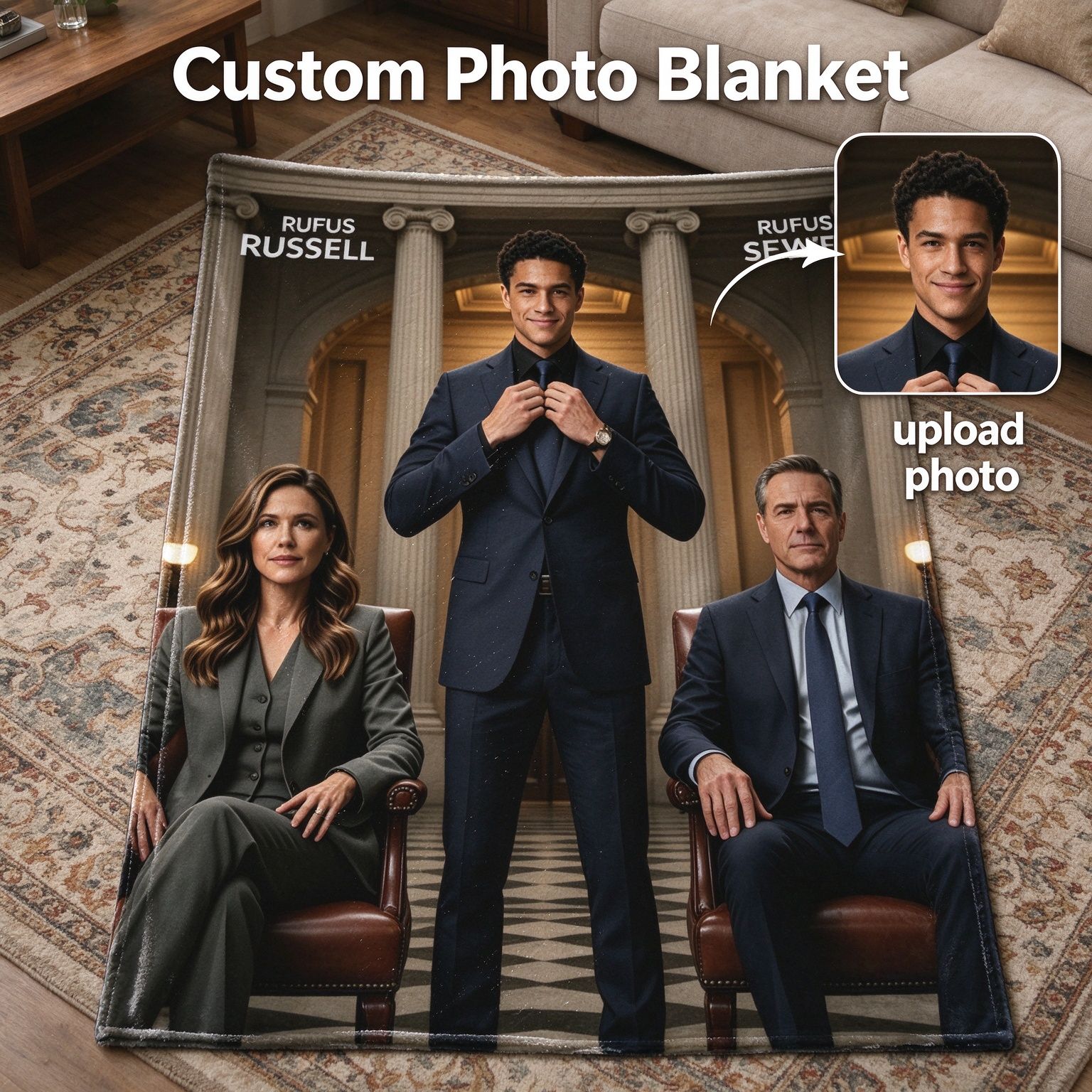 Custom Photo Face Blanket Personalized Flannel Fleece Throw Lightweight Warm Velvet Plush Cover for Couch and Bed