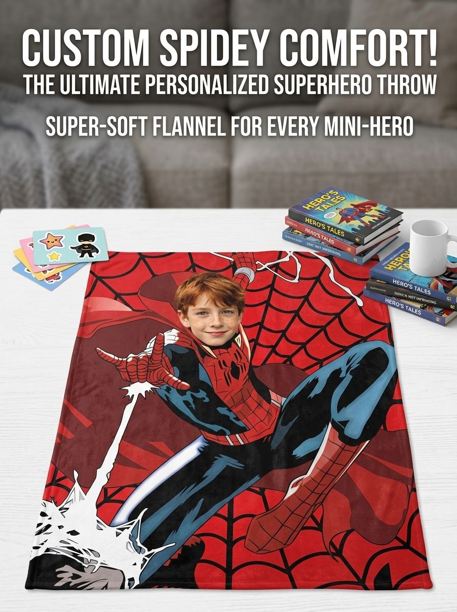 Customized Avatar Superhero Photo Throw Blanket, Ultra-Soft Anti-Pilling Flannel Fleece Blanket for Kids and Adults, Personalized Cozy Bed and Couch Gift for Birthday, Christmas, and Holidays
