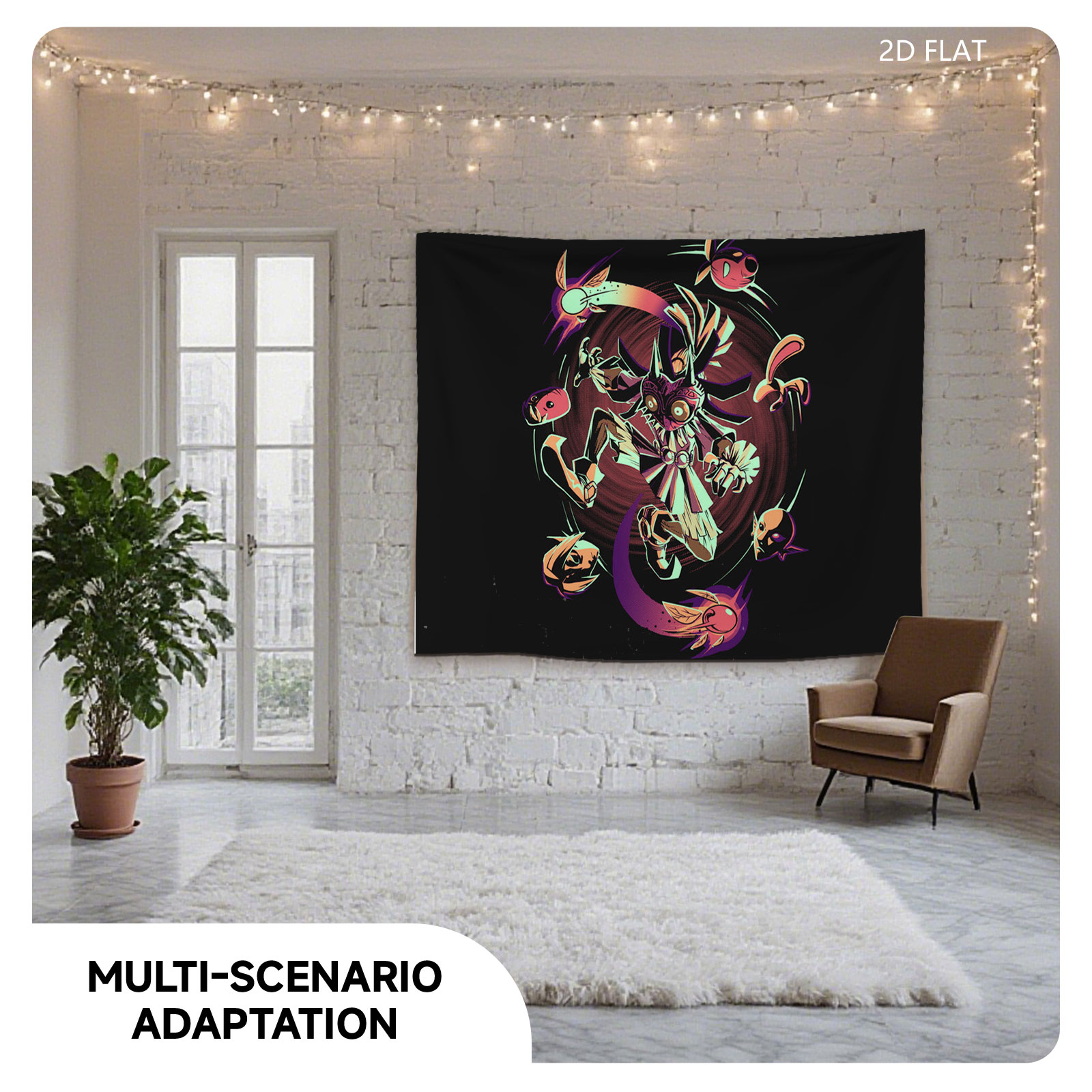 Majora's Mask: Skull Kid and Moon Creatures in Cosmic Dance - Tapestry