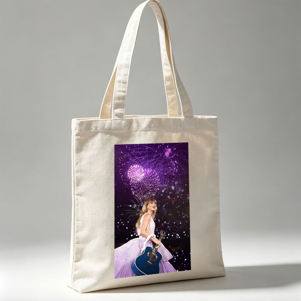 Taylor Swift Live Performance with Fireworks and Acoustic Guitar - Canvas tote bags