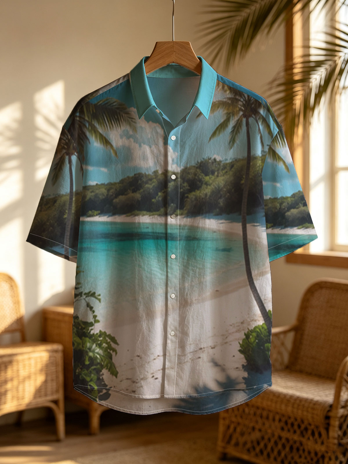 Tropical Beach with Palm Trees and Crystal Clear Water -  Shirt