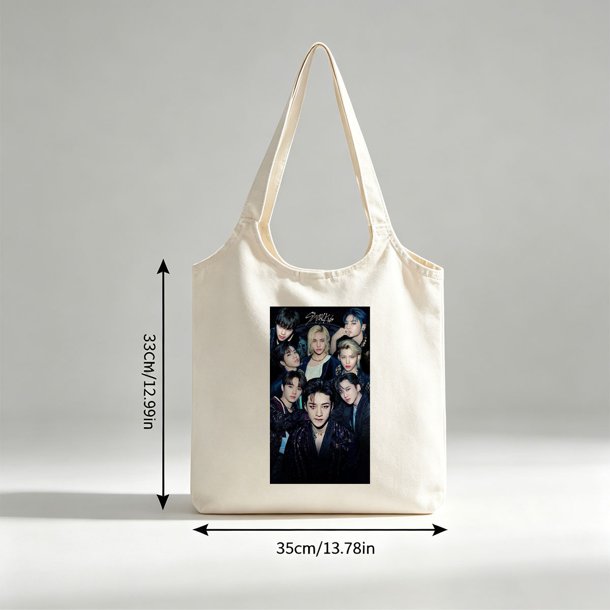 Stray Kids Group Portrait in Dark Elegant Attire with Intense Expressions - Canvas shoulder bags/
