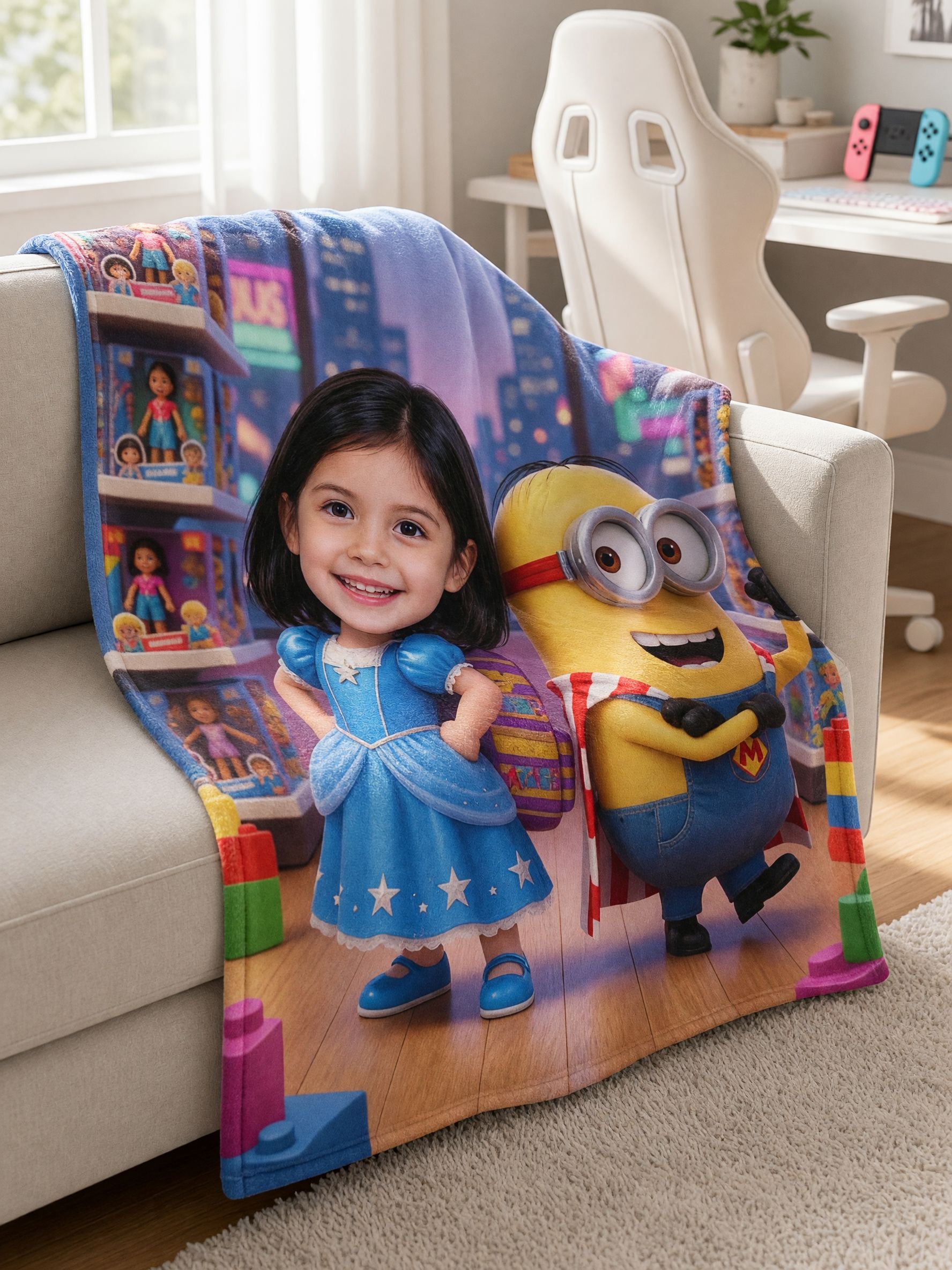 Personalized Custom Face Photo Blanket Soft Warm Flannel Fleece Throw for Kids Sofa Bed Ideal Personalized Gift