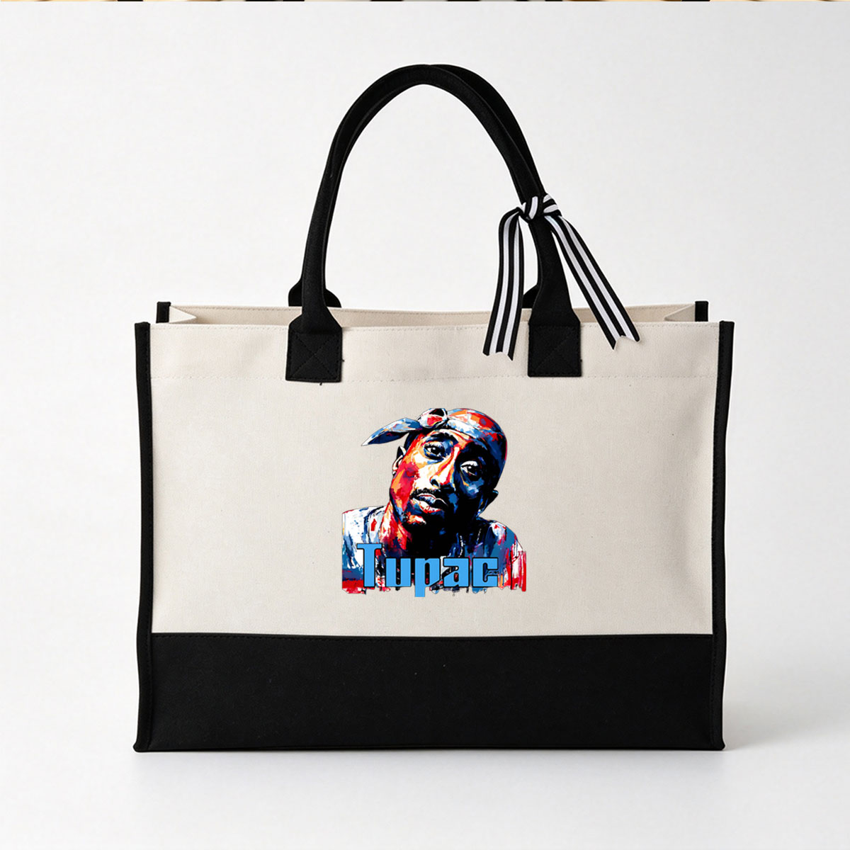 Tupac Shakur Artistic Portrait - Canvas patchwork gift tote bag