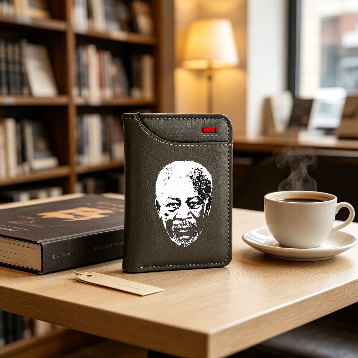 Nelson Mandela Portrait in High-Contrast Black and White - Vertical Style Wallet