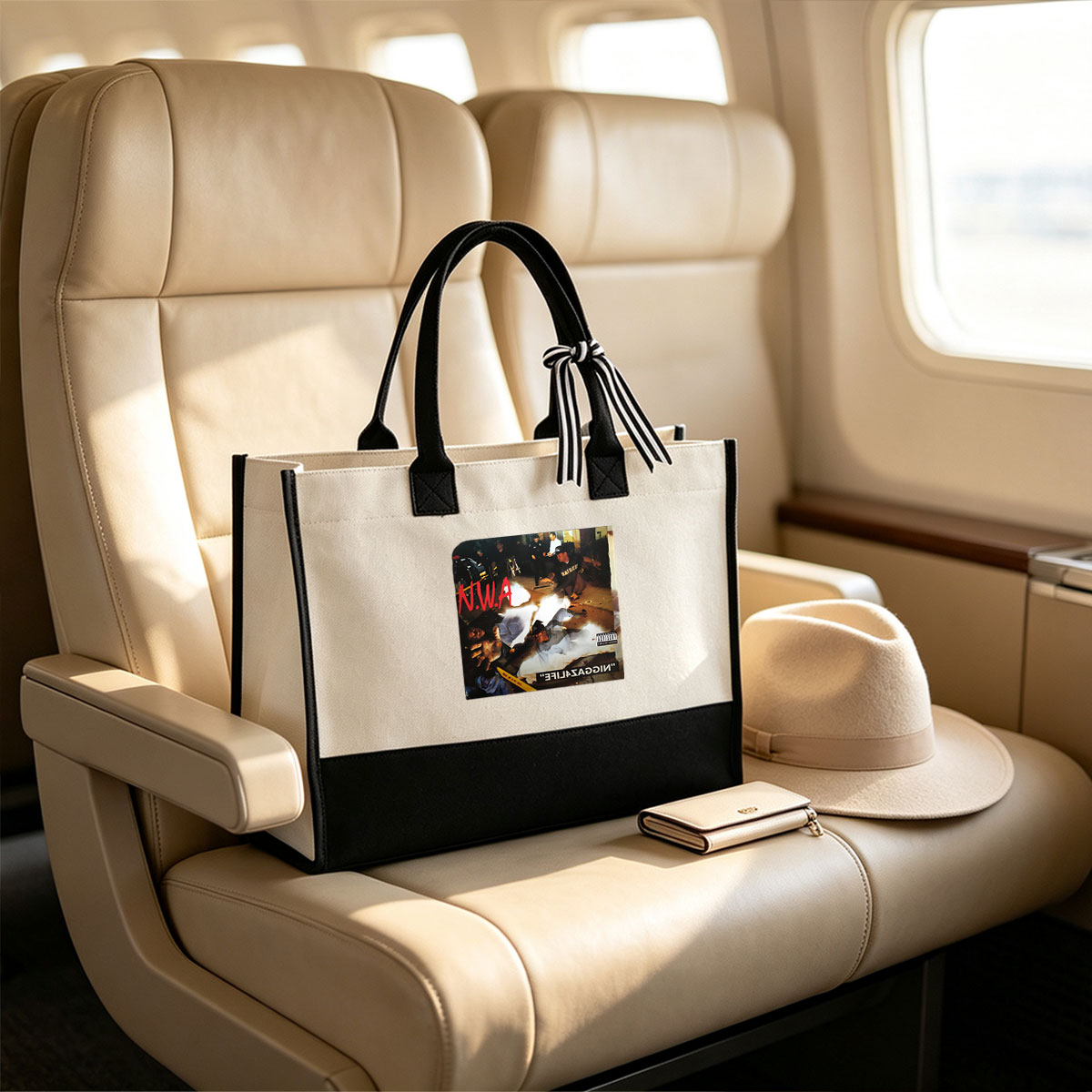 N.W.A - Niggaz4Life: Rap Group, Police, Crime Scene, Parental Advisory - Canvas patchwork gift tote bag