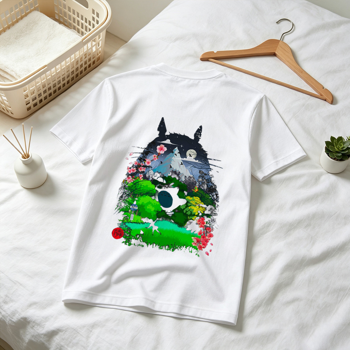 Totoro in the Cherry Blossom Garden - Tee
