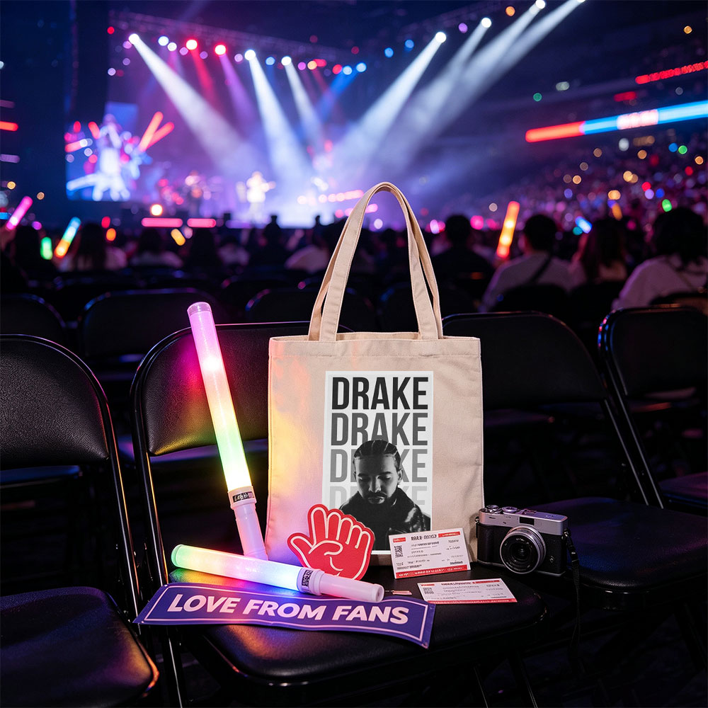 Drake in a Bold Monochrome Portrait with Stacked Name Typography - Canvas tote bags