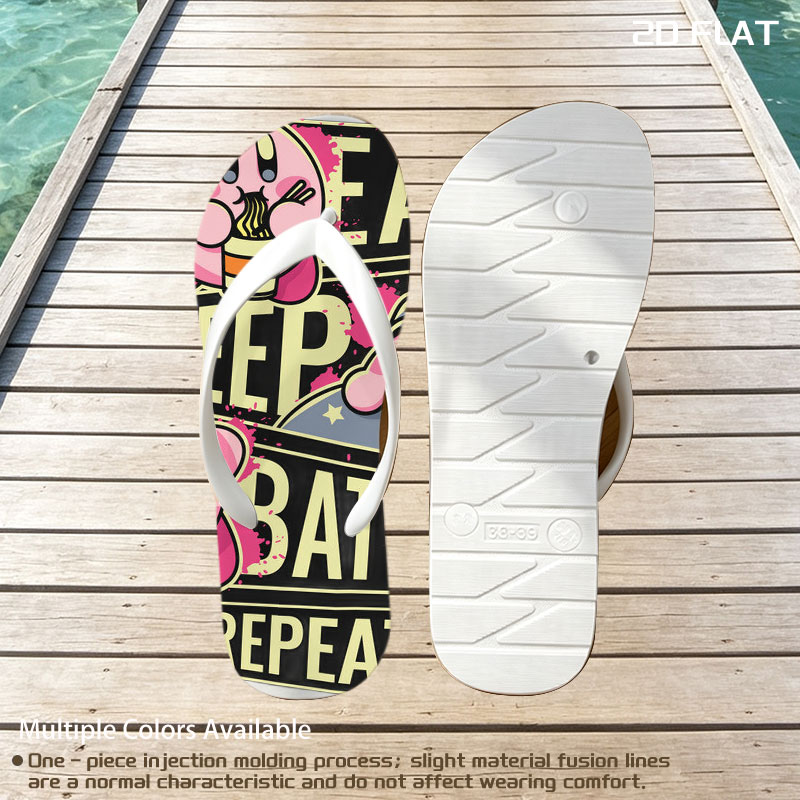 Kirby Eat Sleep Battle Repeat - Pink Star Warrior Adventure -  flip-flops