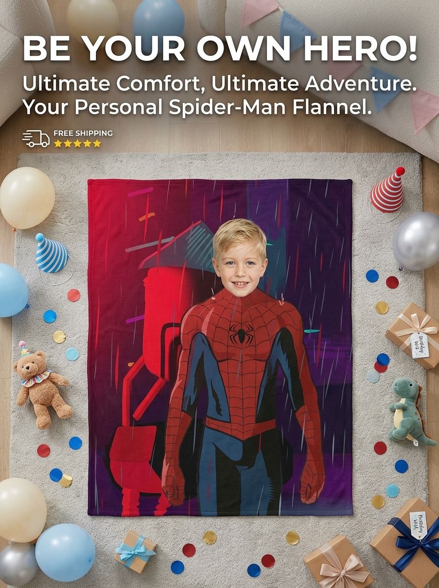 Custom Photo Face Superhero Flannel Fleece Blanket, Ultra Soft Personalized Bed Couch Throw Keepsake Gift for Kids Boys