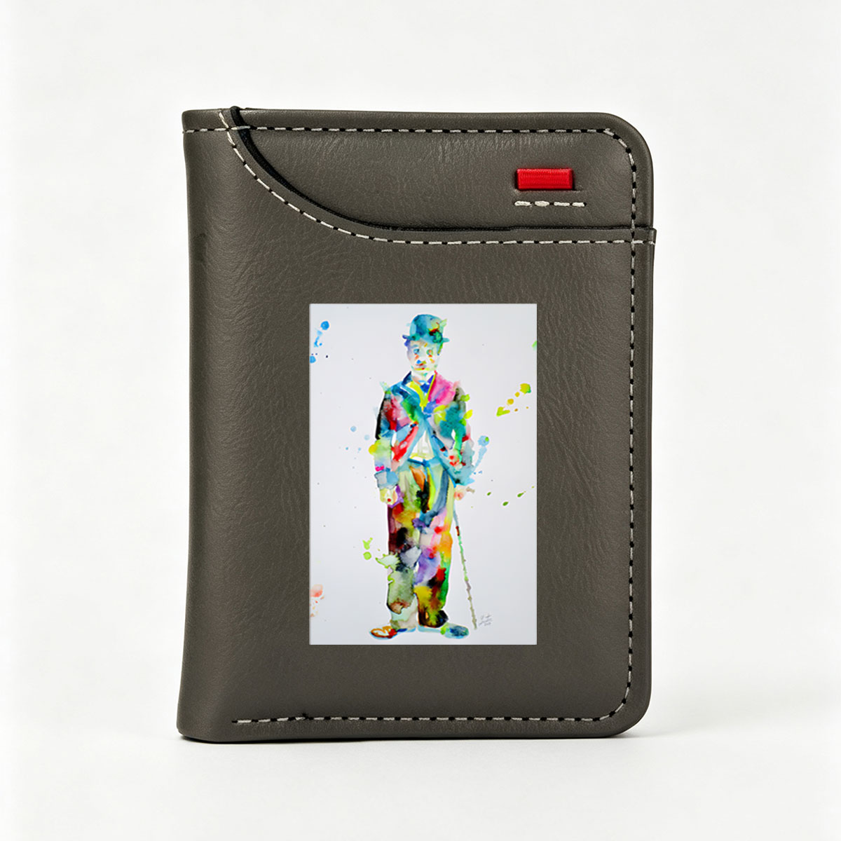 Colorful Watercolor Portrait of a Dapper Gentleman in a Top Hat and Suit - Vertical Style Wallet