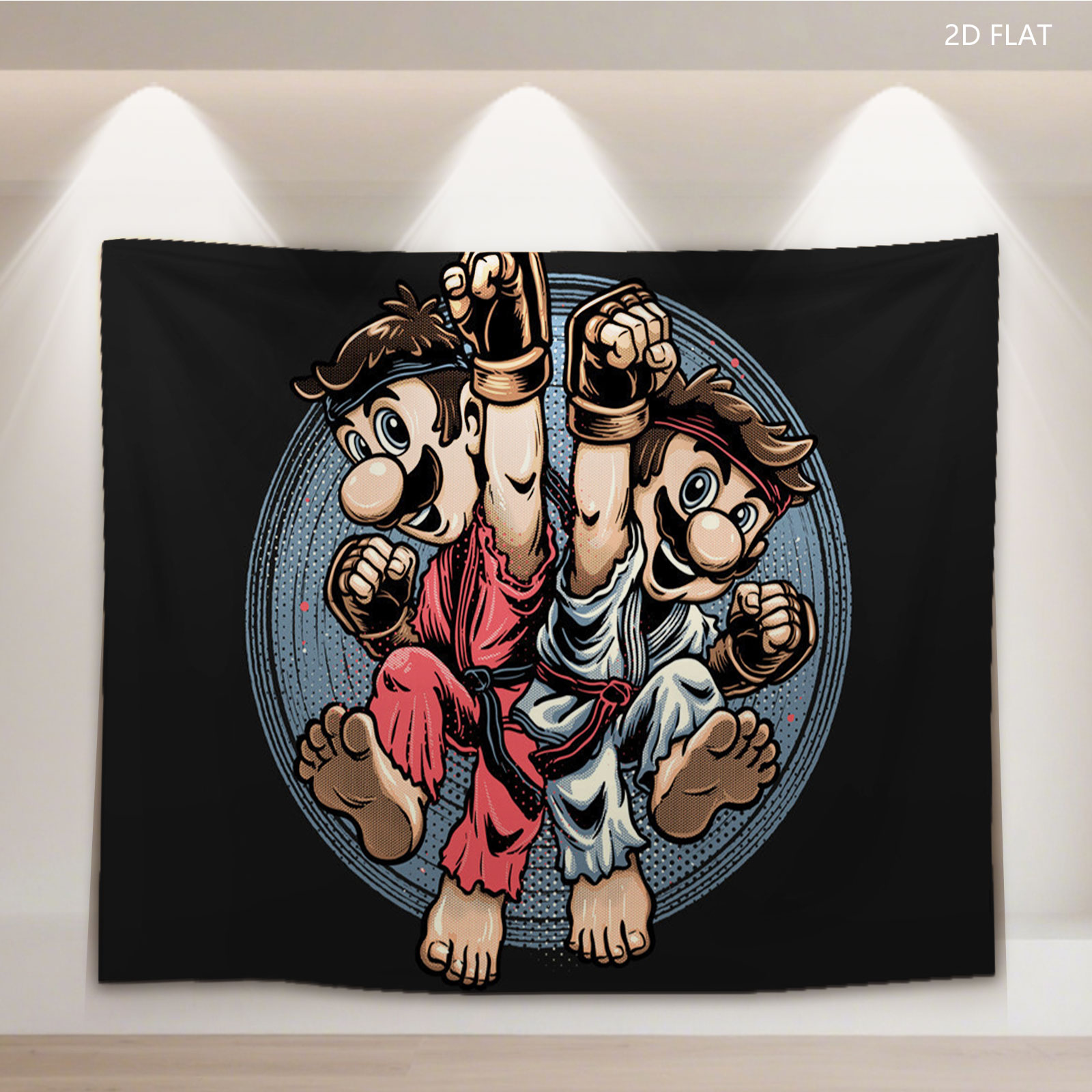 Mario and Luigi in Karate Gear, Fighting Pose - Tapestry