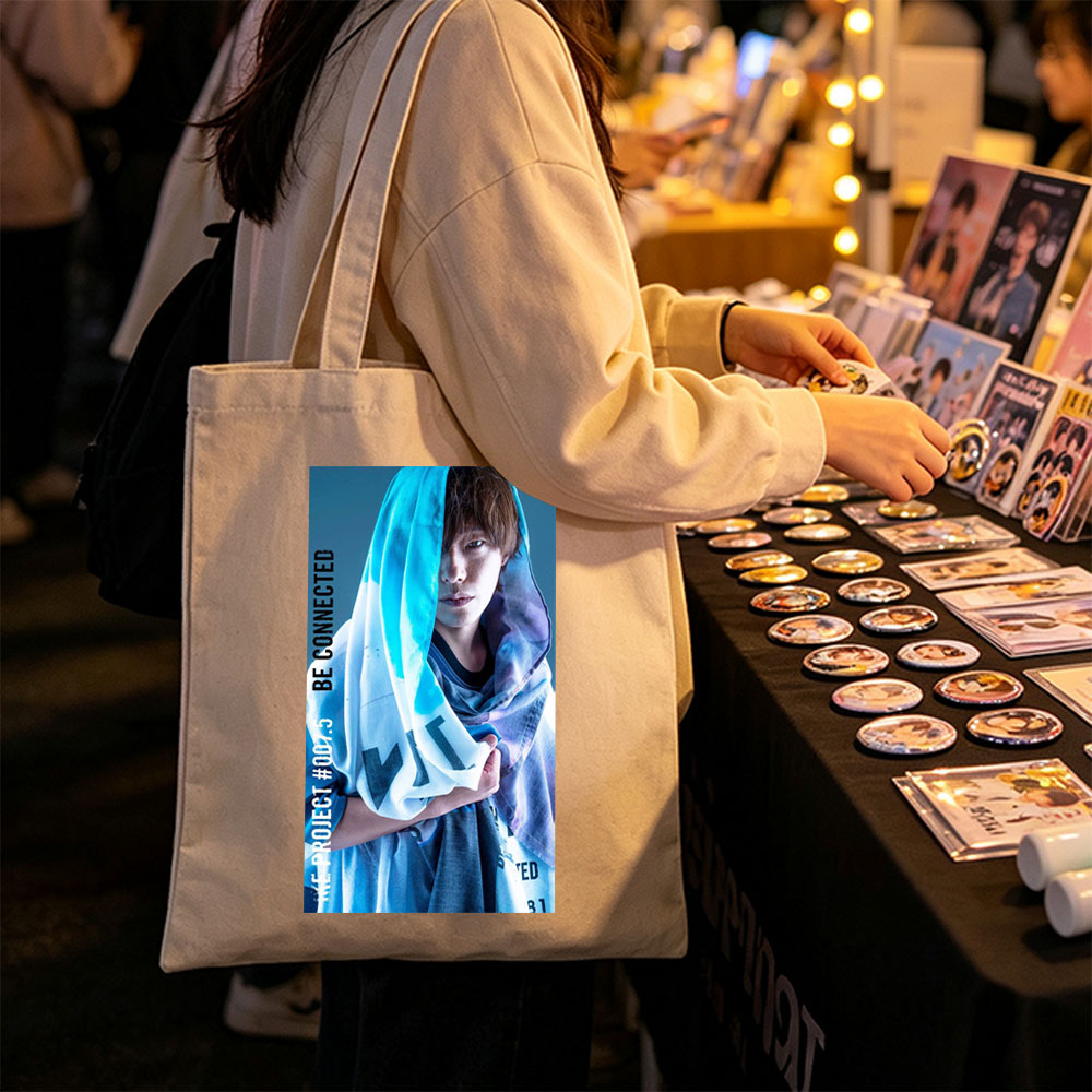 Yuki Kaji in a Dramatic Pose with Blue Tinted Scarf and Text Overlay 