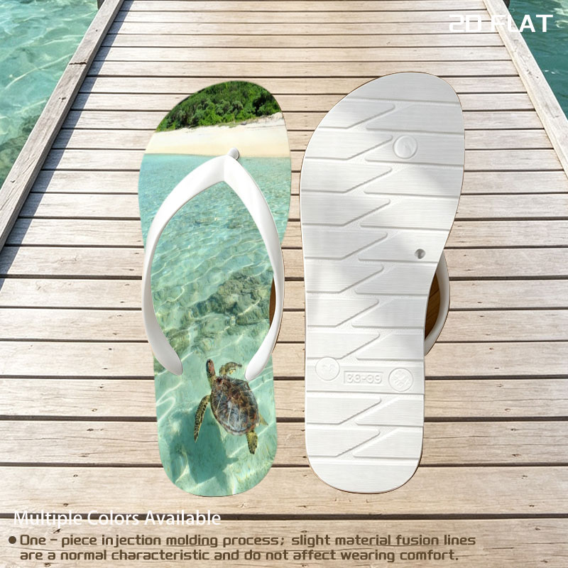 Sea Turtle Swimming in Crystal Clear Waters Near Sandy Beach -  flip-flops