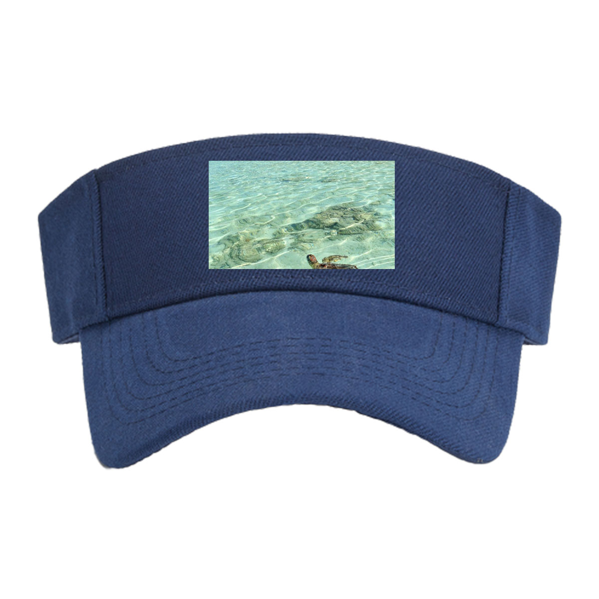 Sea Turtle Swimming in Crystal Clear Waters Near Sandy Beach -  Visor cap