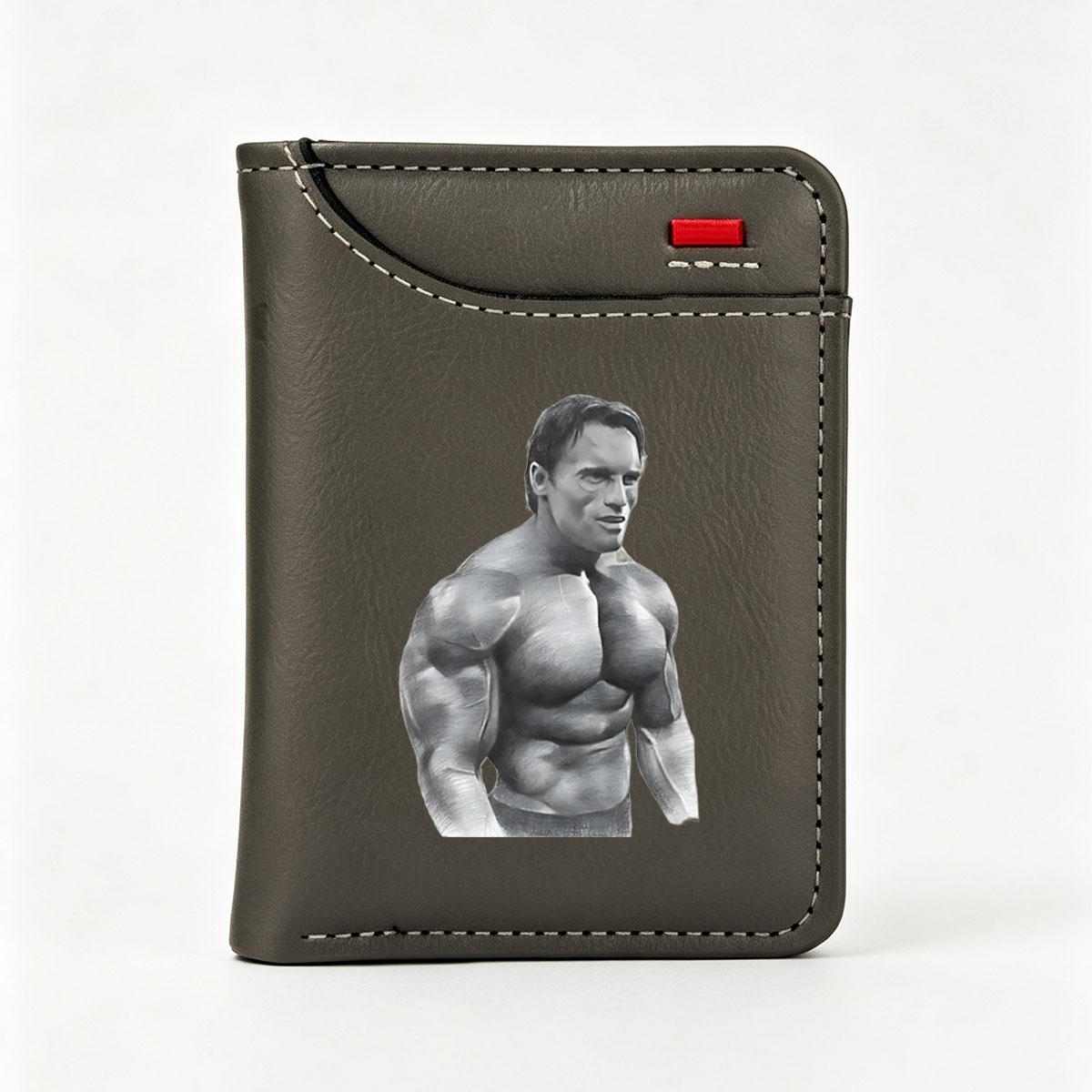 Muscular Man with Defined Physique in Black and White - Vertical Style Wallet