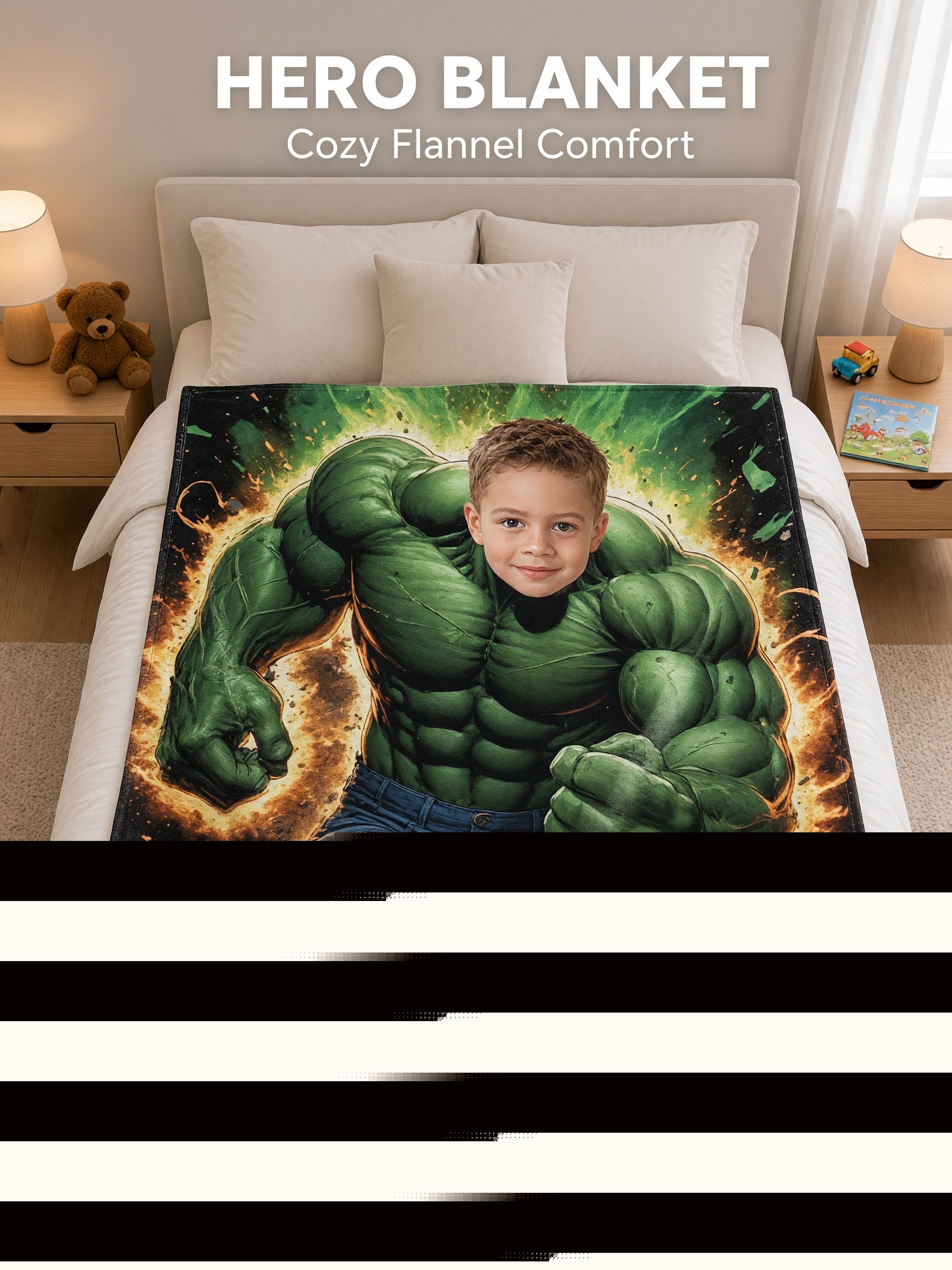 Custom Superhero Face Photo Flannel Blanket, Personalized Soft Fleece Throw for Kids and Adults, Unique Keepsake Gift
