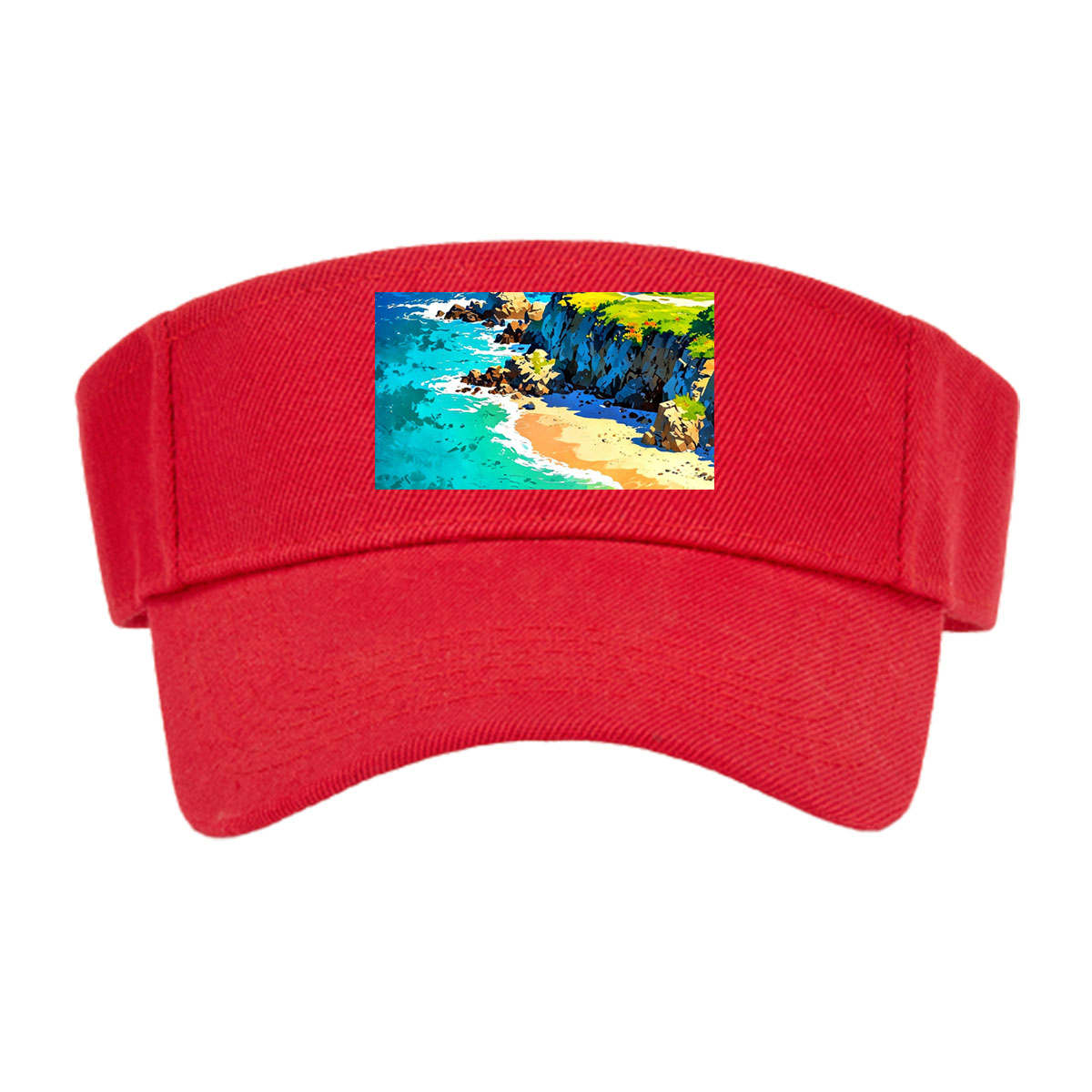 Coastal Lighthouse and Turquoise Bay with Boats -  Visor cap