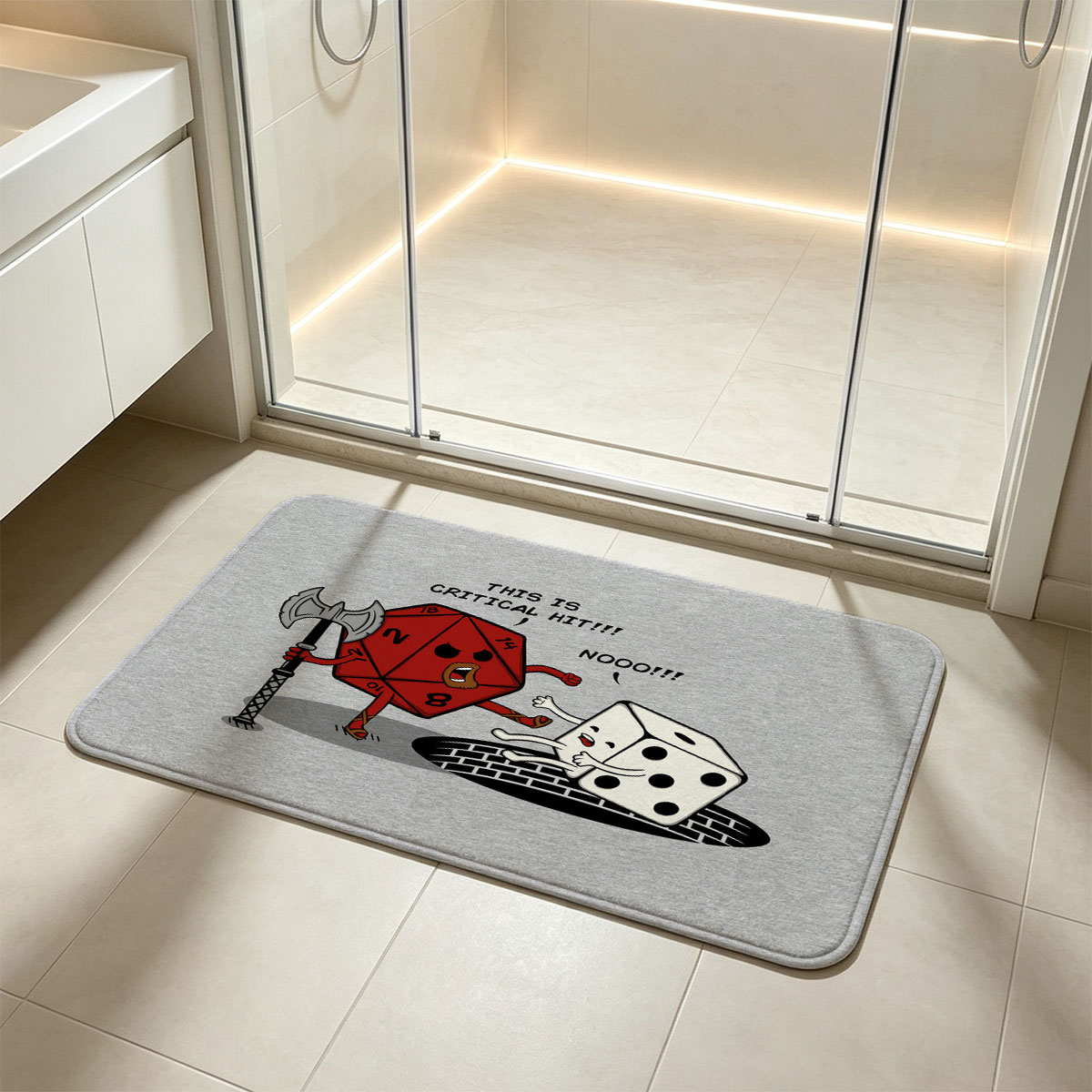 D20 Warrior vs D6: Critical Hit Chaos - Flannel floor mat