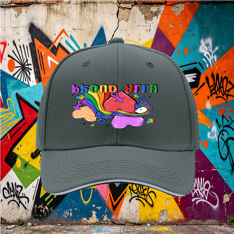 Unisex Classic Sandwich Hat with Pride Rainbow Hearts and 