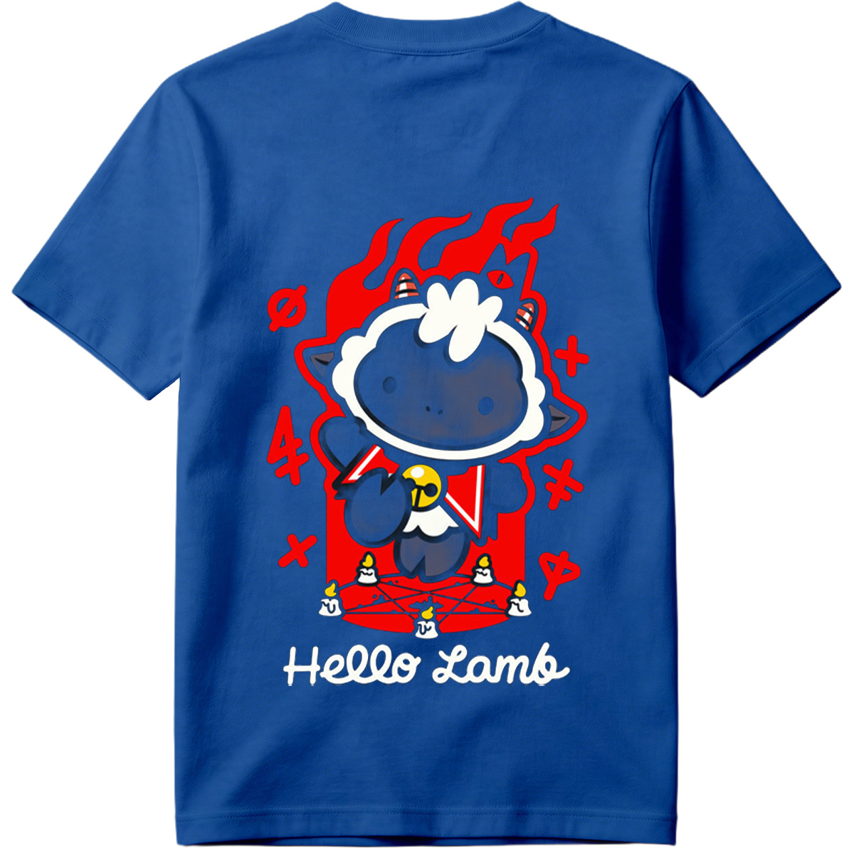 Hello Lamb: Dark Sheep with Flames and Ritual Symbols - Tee