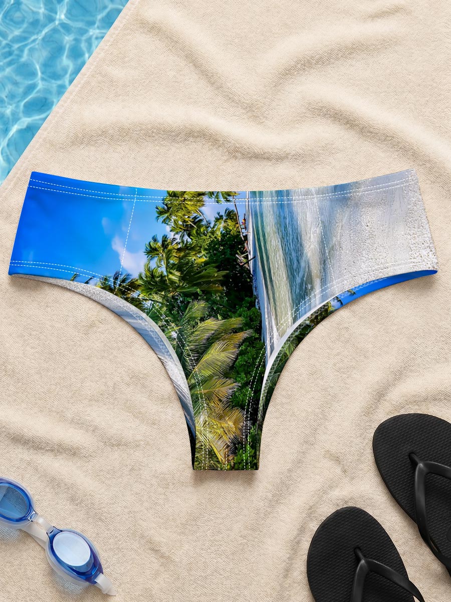 Tropical Beach with Palm Trees and Crystal Clear Water -  Men's swim trunks