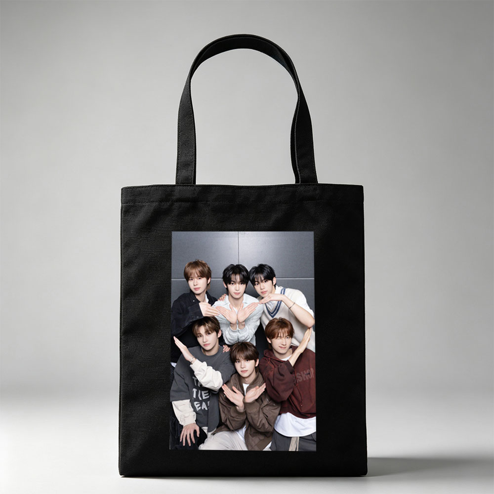 NCT Dream Group Photo - Six Members Posing Together with Hand Gestures in Casual Outfits - Canvas tote bags