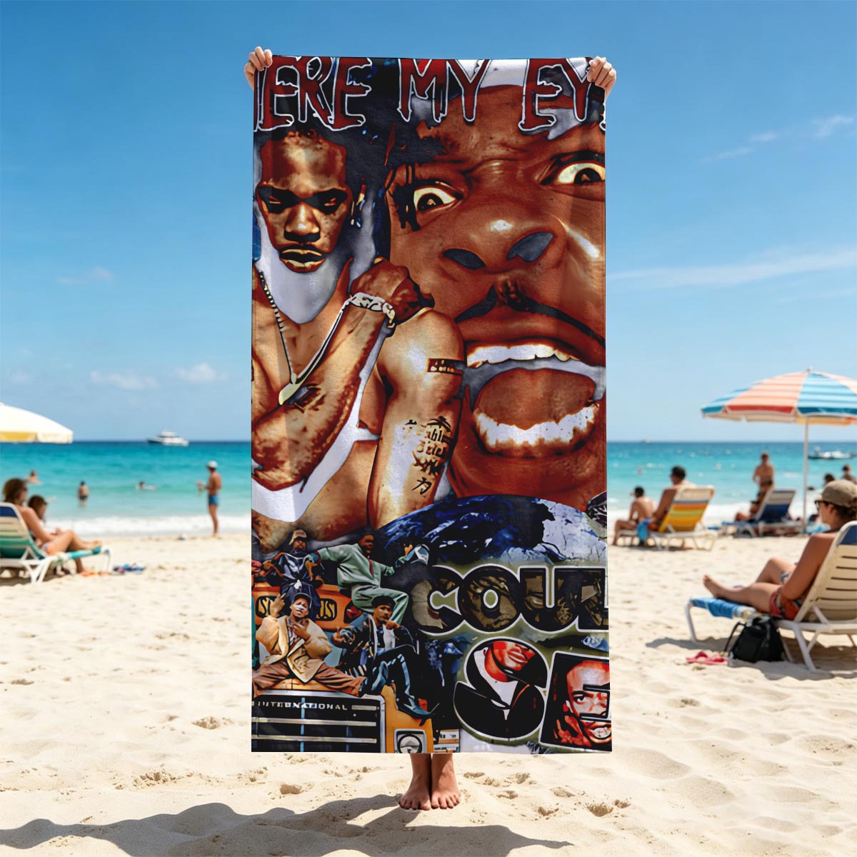 Where My Eyes Could See: A Visual Tribute to Urban Culture and Hip-Hop Icons - Beach towels