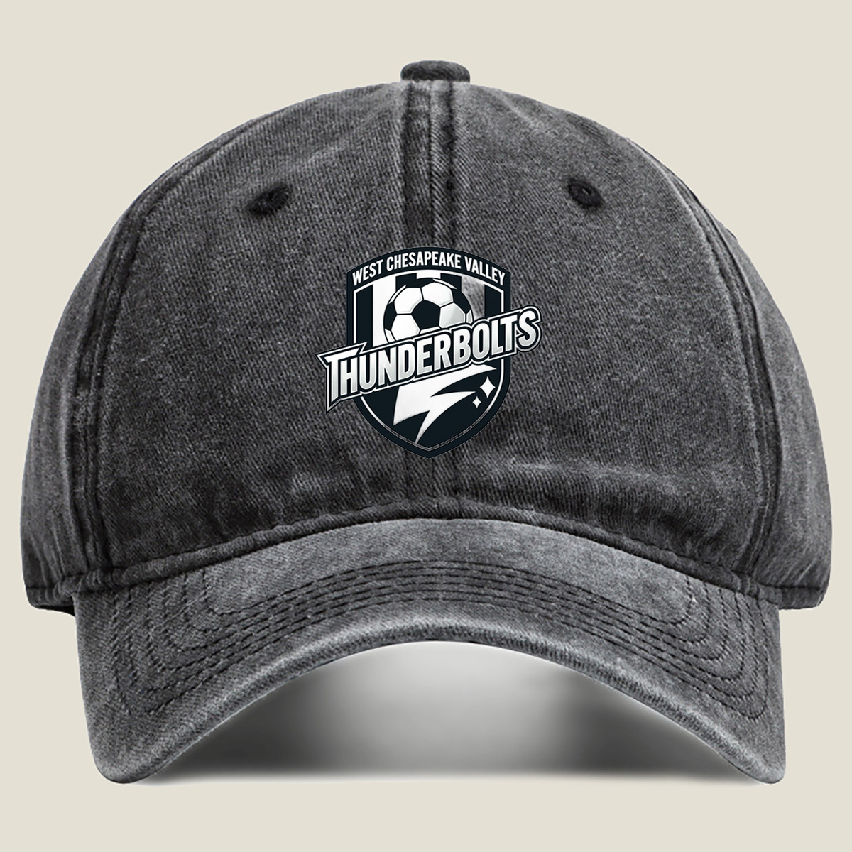 West Chesapeake Valley Thunderbolts Soccer Team Logo - Washed Denim - Baseball Cap