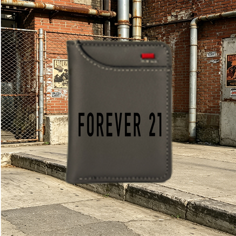 Unisex Vertical Wallet with Forever 21 Logo Print - Stylish Slim Card Holder for Daily Use, Perfect for Students and Young Adults on the Go