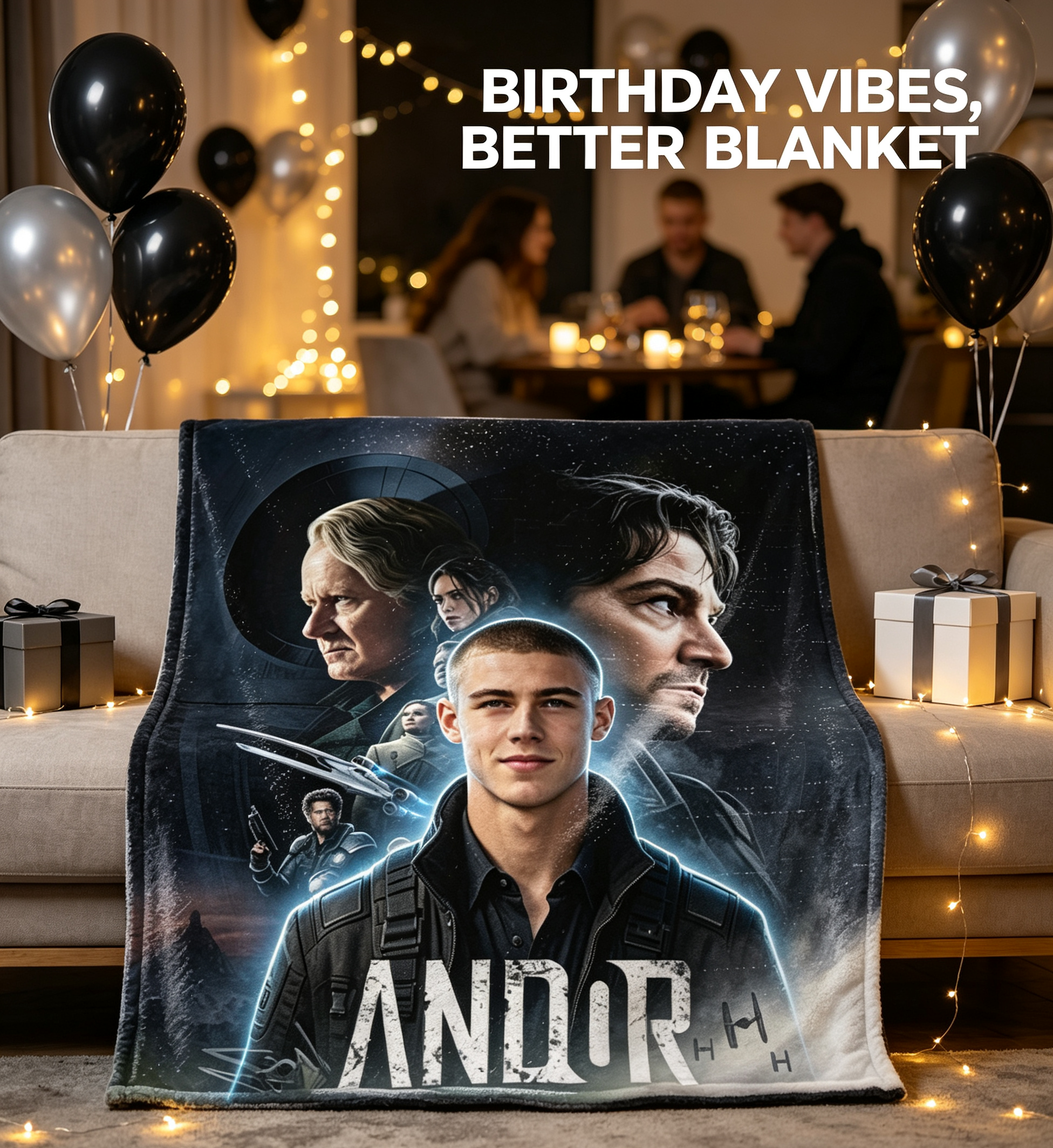 Custom Face Blanket Andor Star Wars Series Flannel Blanket for Fans and Collectors – Perfect Gift or Giveaway for Movie Enthusiasts