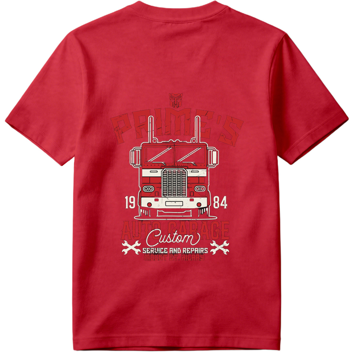 Transformers Optimus Prime Auto Garage T-Shirt Design - Tee