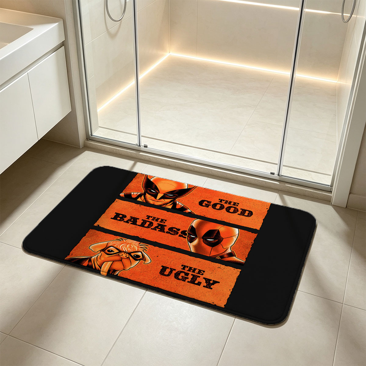 The Good, The Badass, The Ugly: Wolverine, Deadpool, and Howard the Duck - Flannel floor mat